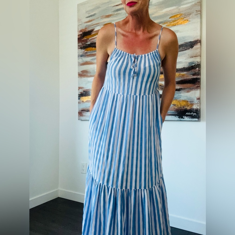 OLD NAVY Blue and White Tiered Ruffled Sundress